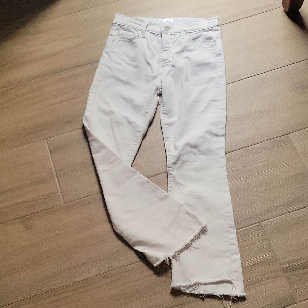 MOTHER The Insider Crop Step Fray In Cream Puff